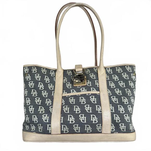 Dooney & Bourke Tote Bag Navy Cream Vintage